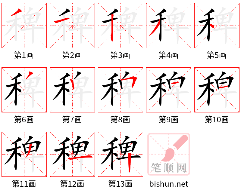 稗 笔顺规范