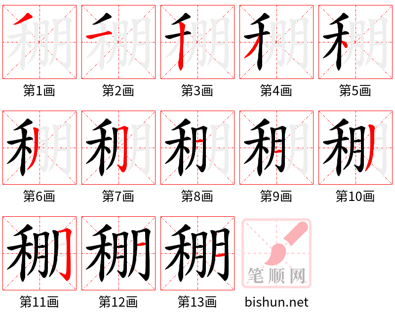 稝 笔顺规范