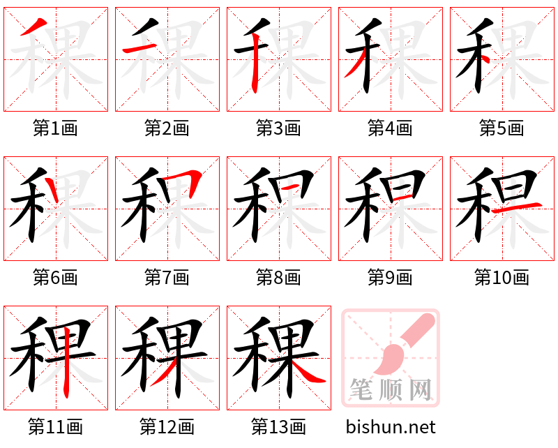 稞 笔顺规范