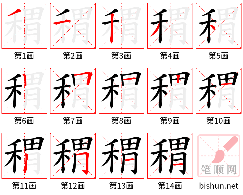 稩 笔顺规范