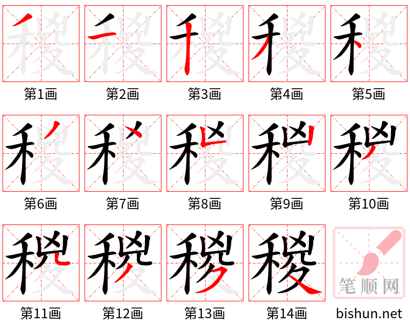 稯 笔顺规范