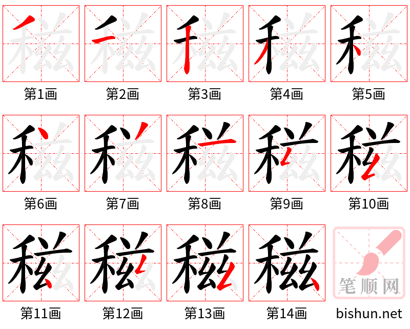 稵 笔顺规范