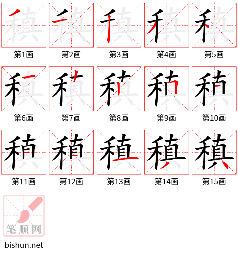 稹 笔顺规范