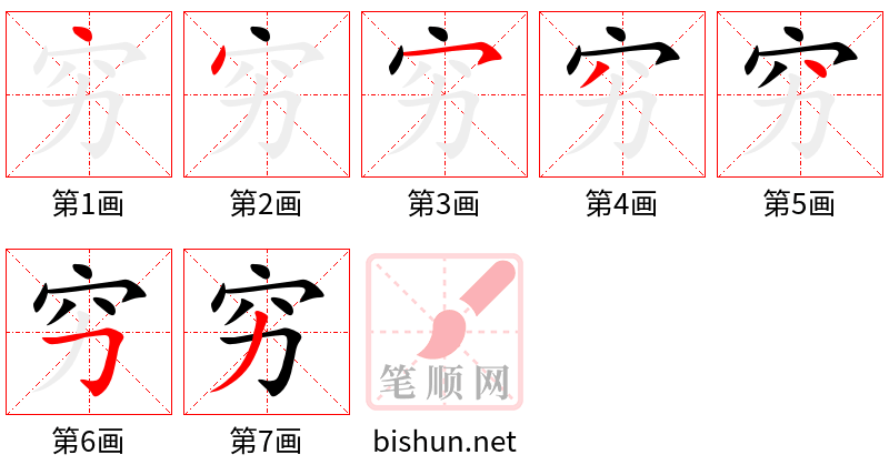 穷 笔顺规范