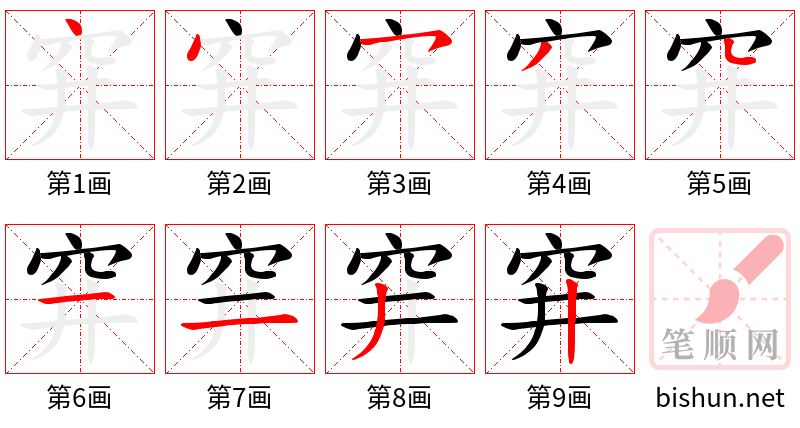 穽 笔顺规范