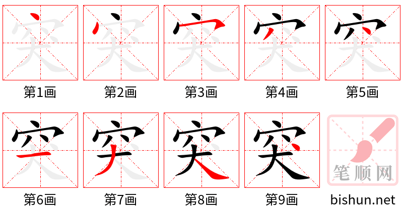 突 笔顺规范