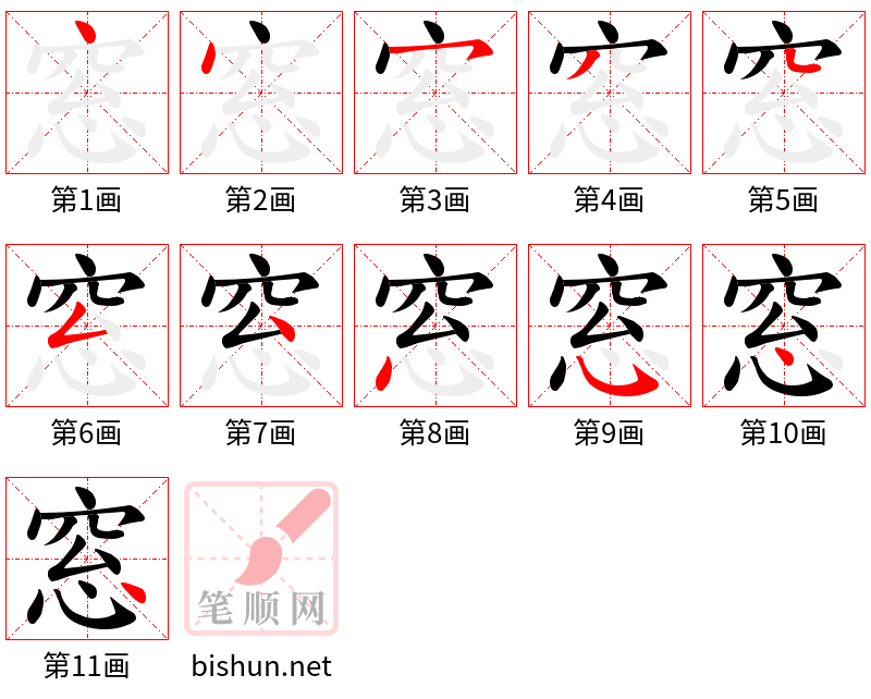 窓 笔顺规范