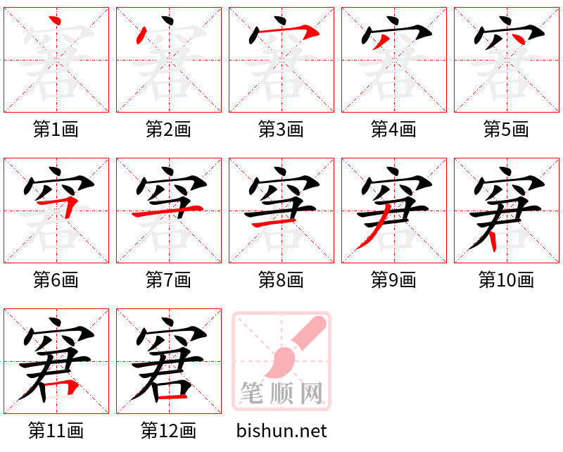 窘 笔顺规范