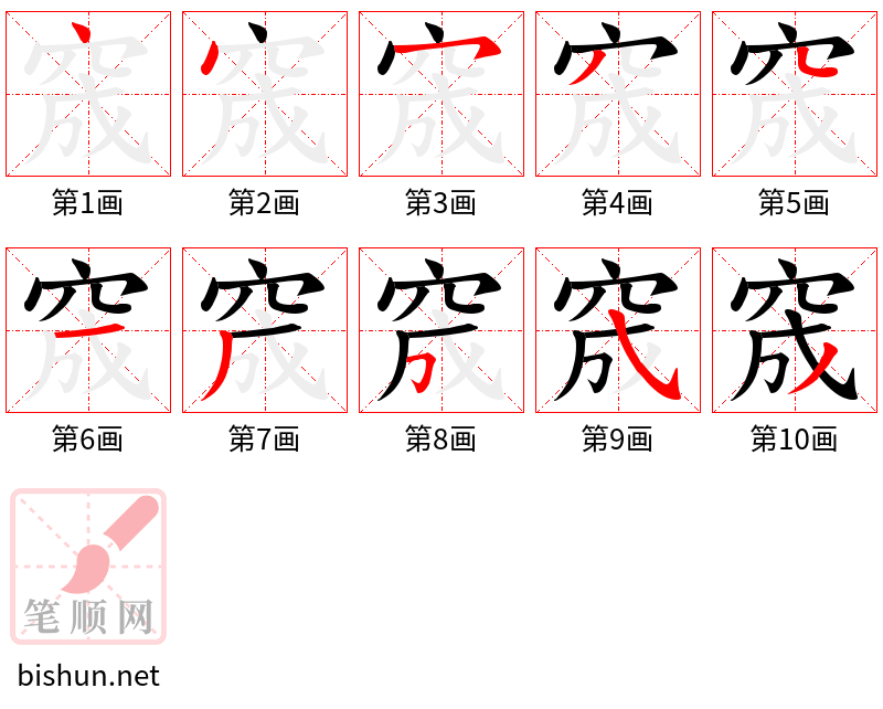 窚 笔顺规范