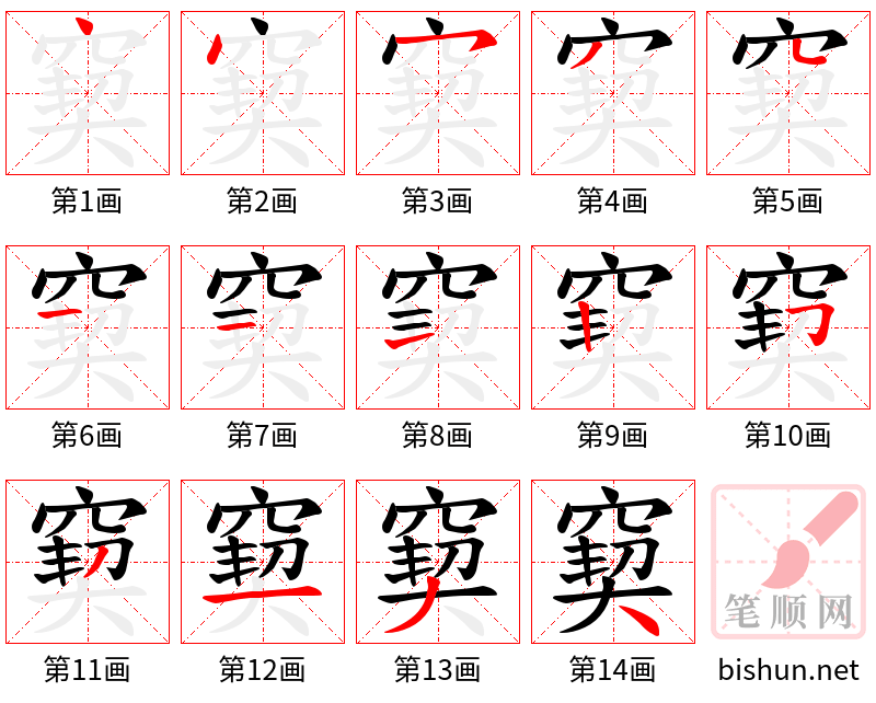 窫 笔顺规范