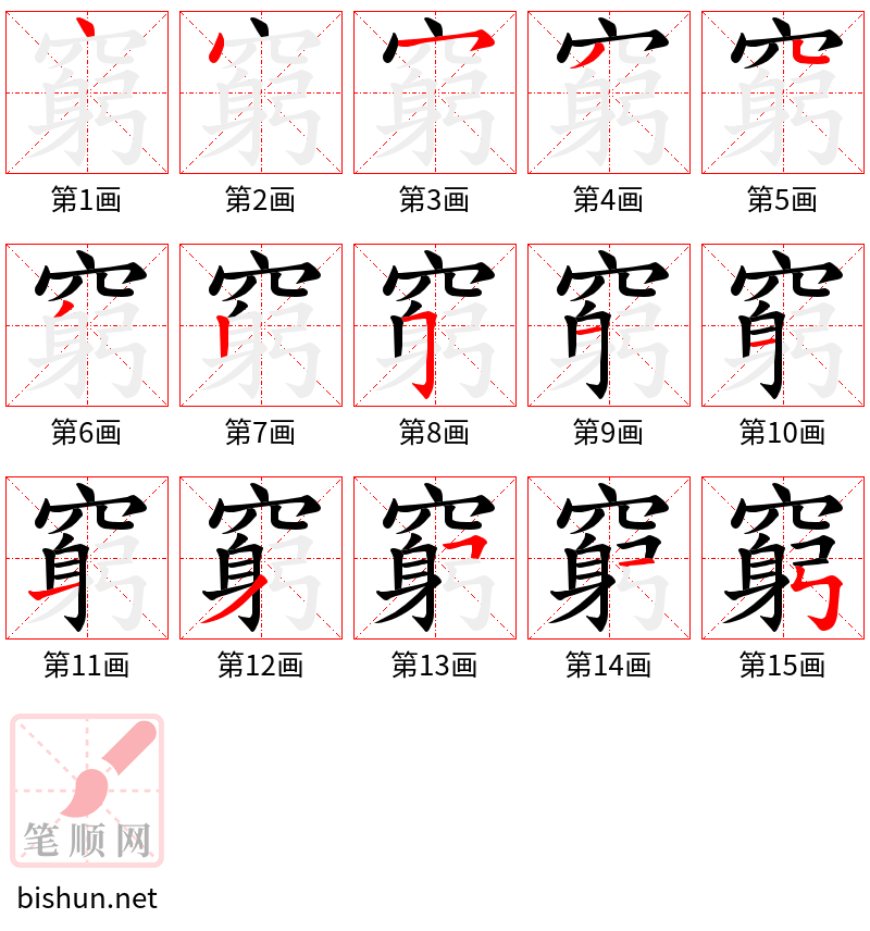 窮 笔顺规范