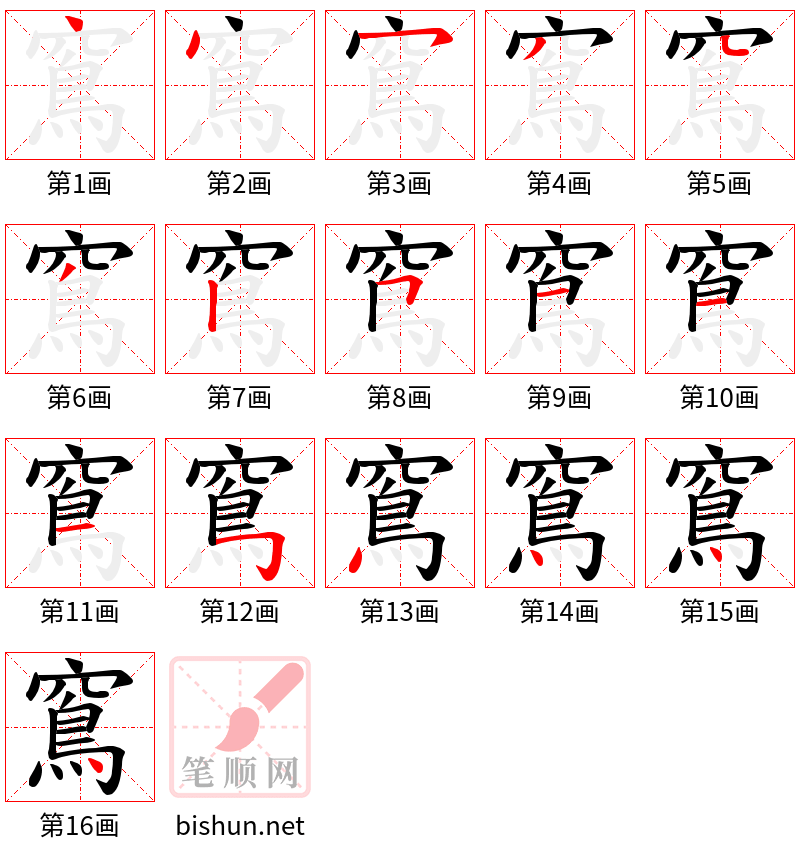 窵 笔顺规范