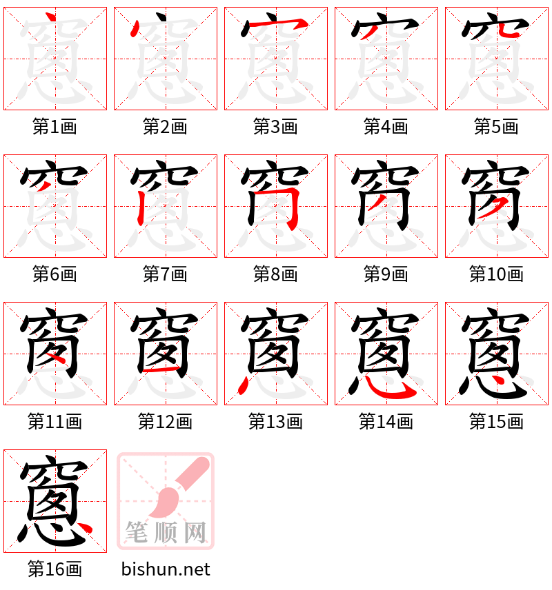 窻 笔顺规范