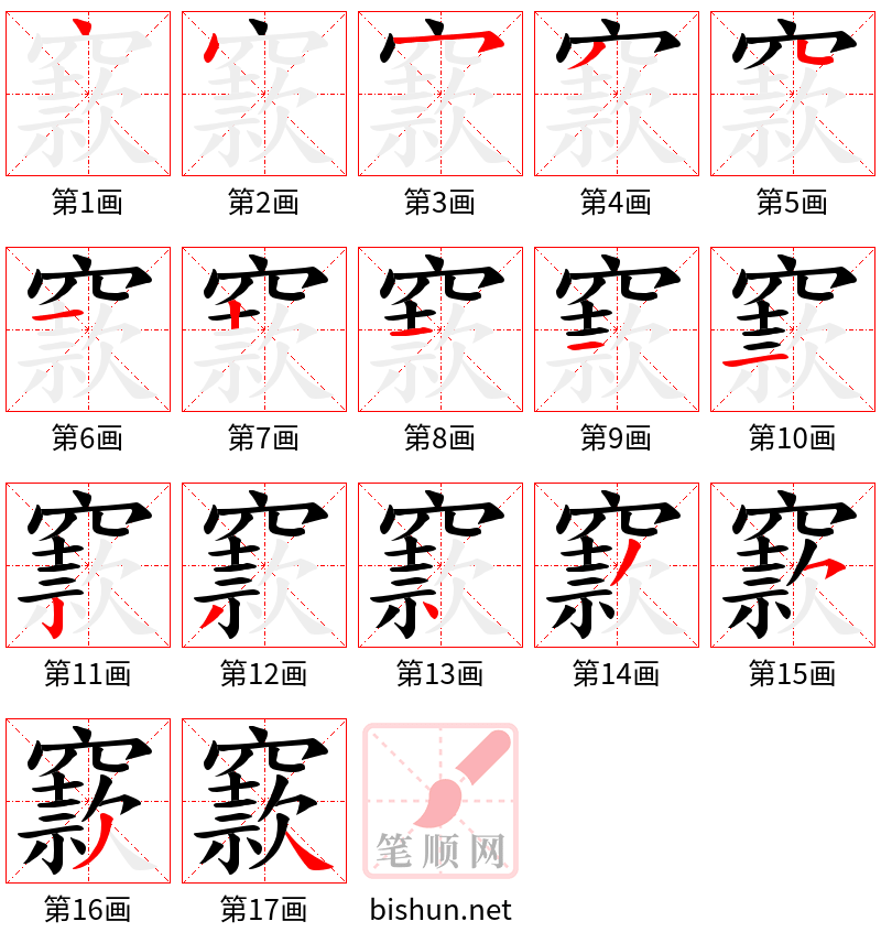 窾 笔顺规范