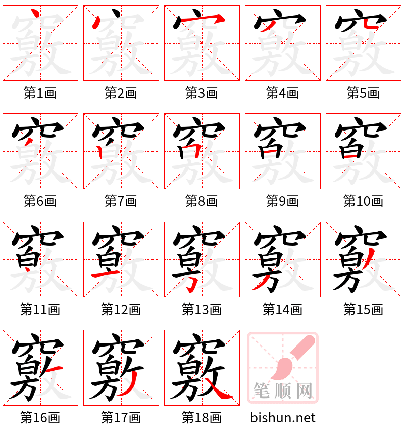 竅 笔顺规范