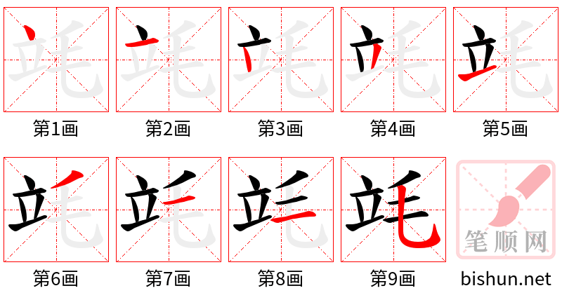 竓 笔顺规范