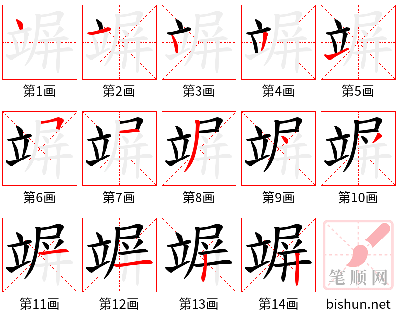 竮 笔顺规范