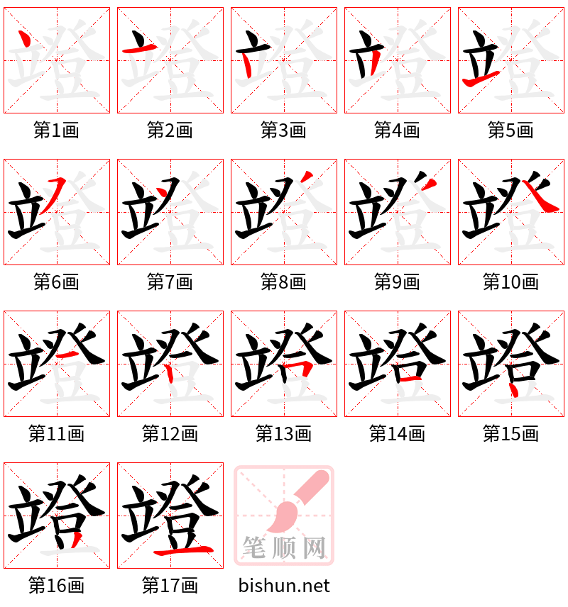 竳 笔顺规范