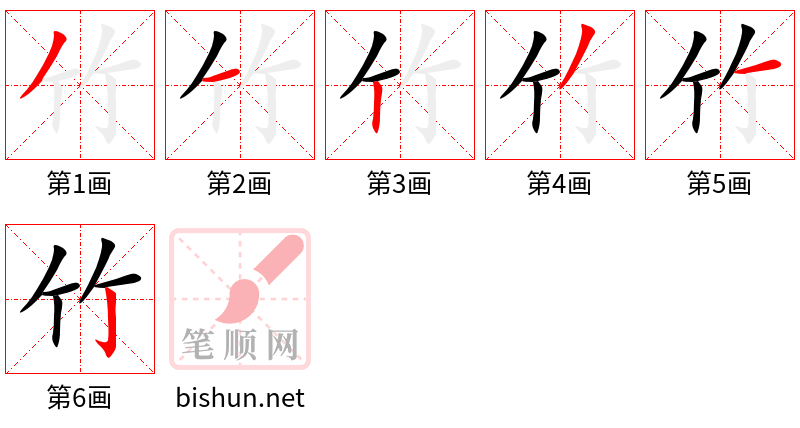 竹 笔顺规范