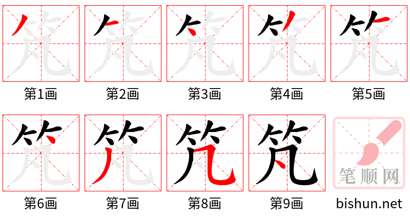 竼 笔顺规范