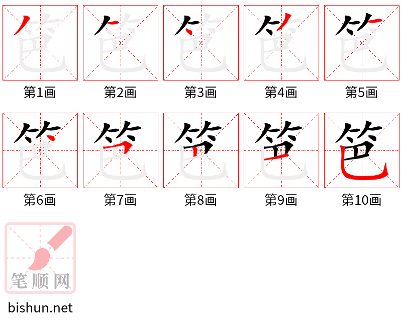 笆 笔顺规范