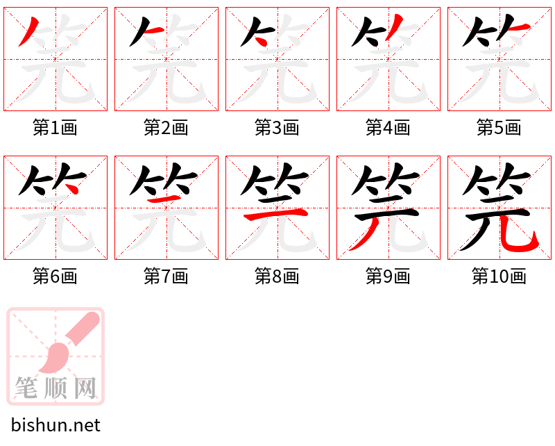 笎 笔顺规范