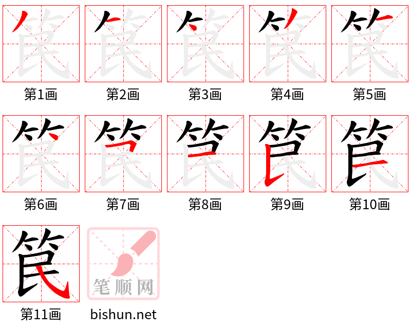 笢 笔顺规范