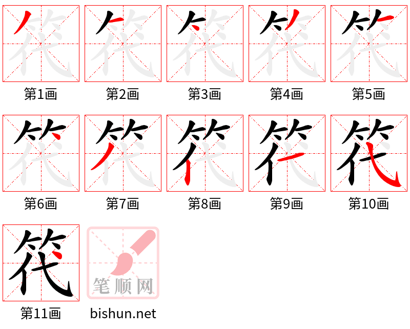 笩 笔顺规范