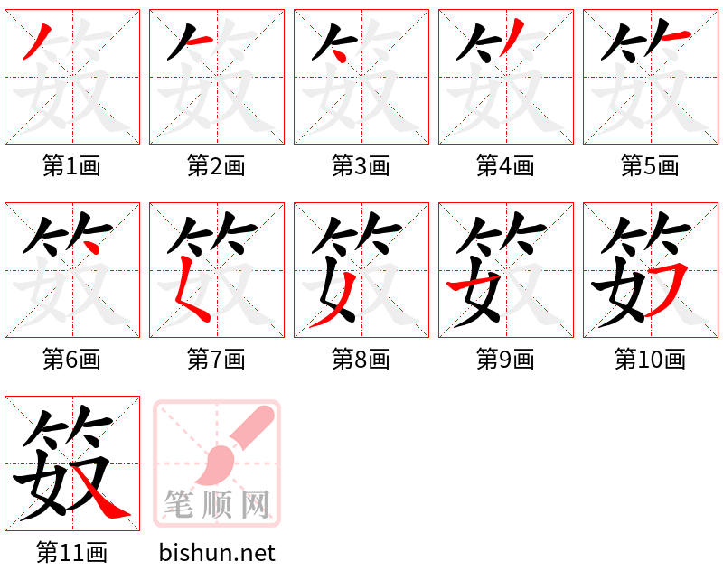 笯 笔顺规范