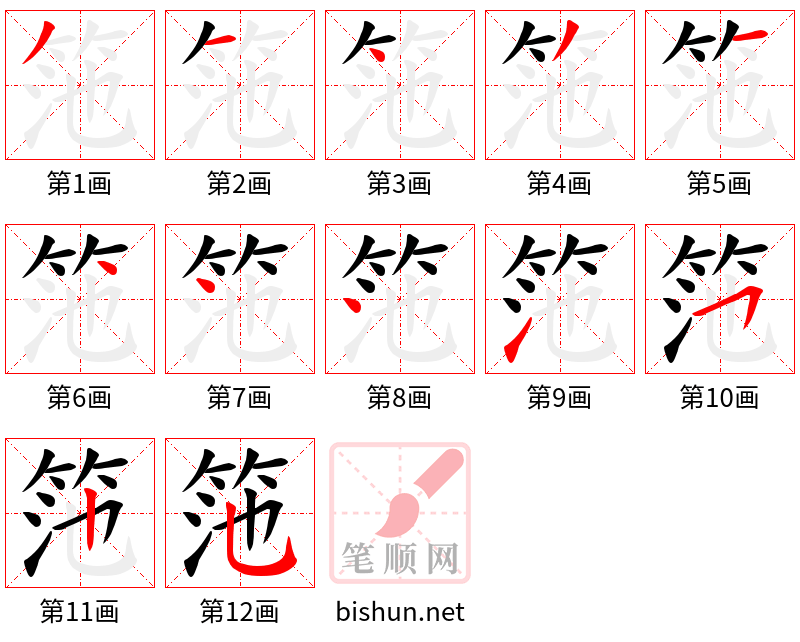 筂 笔顺规范