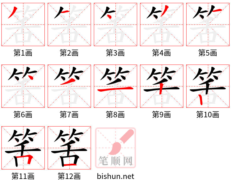 筈 笔顺规范