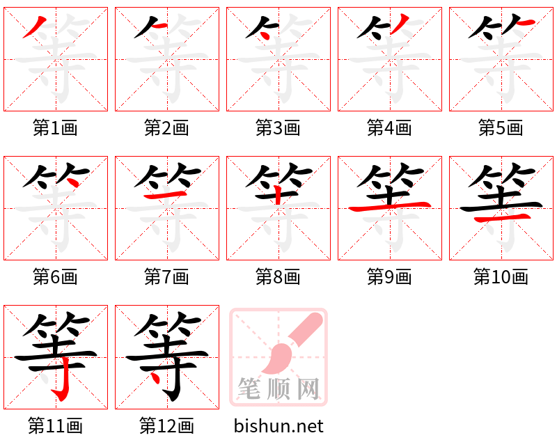 等 笔顺规范