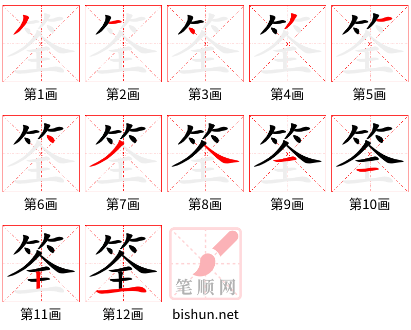 筌 笔顺规范