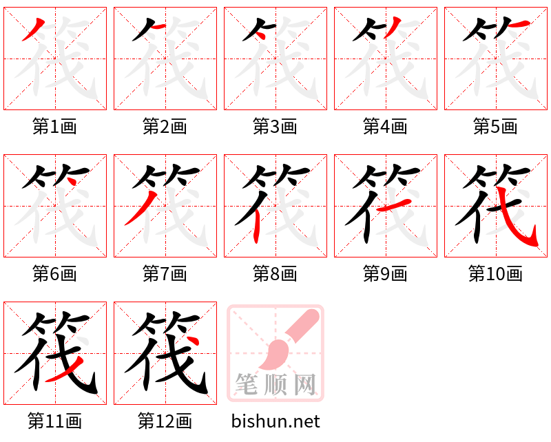 筏 笔顺规范