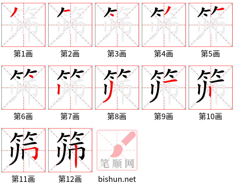 筛 笔顺规范