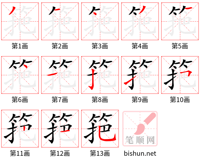 筢 笔顺规范