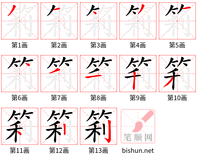 筣 笔顺规范