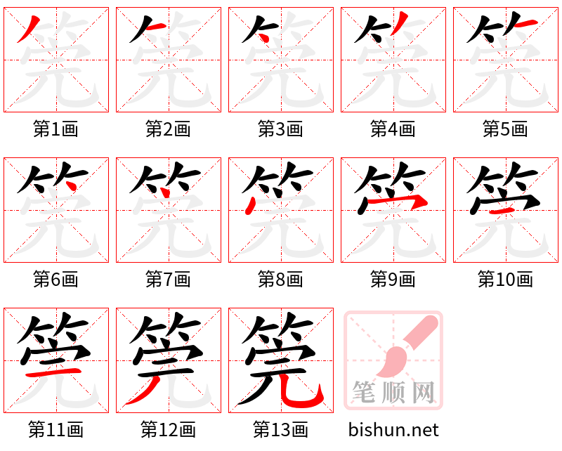 筦 笔顺规范