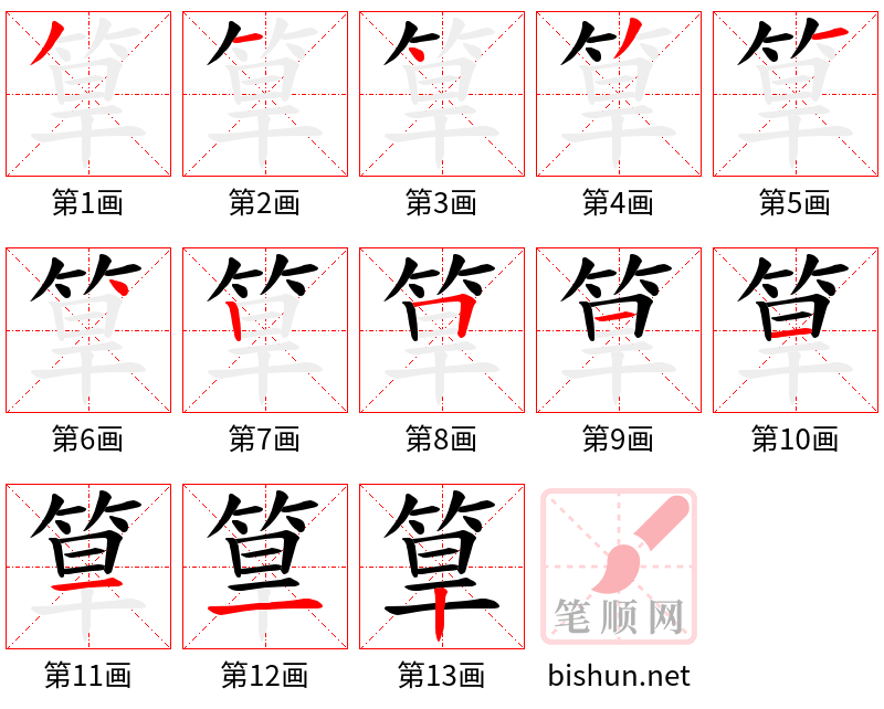 筸 笔顺规范