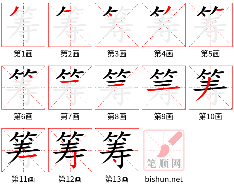 筹 笔顺规范