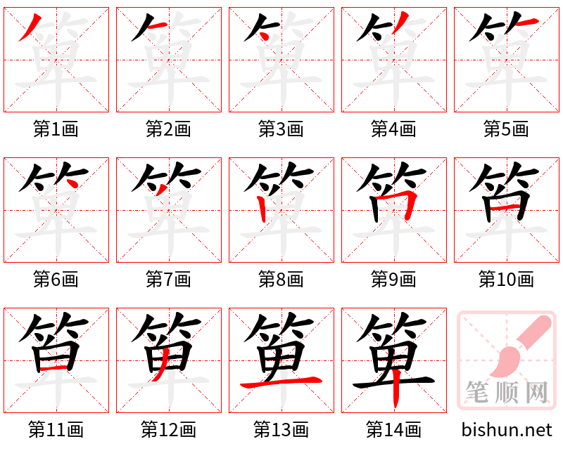 箄 笔顺规范