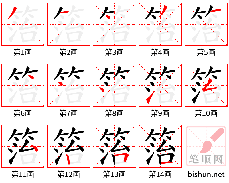 箈 笔顺规范