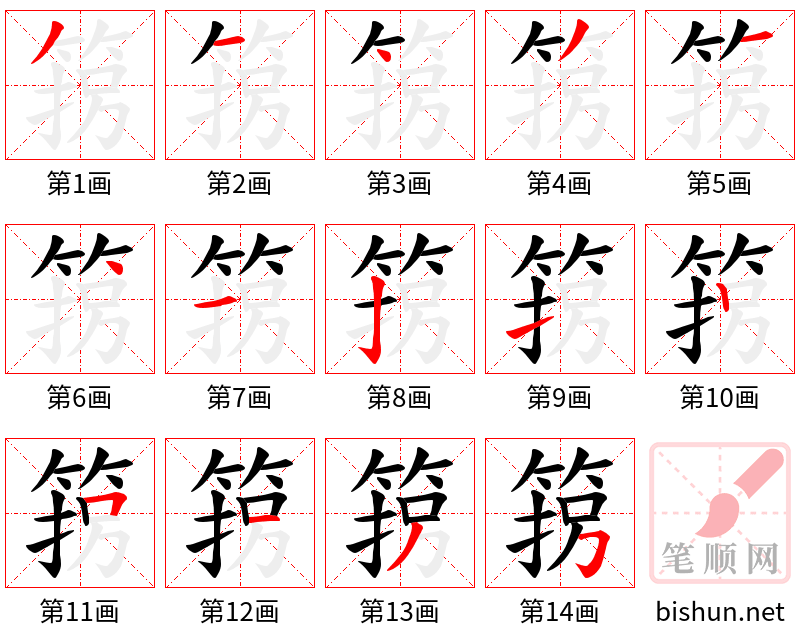 箉 笔顺规范