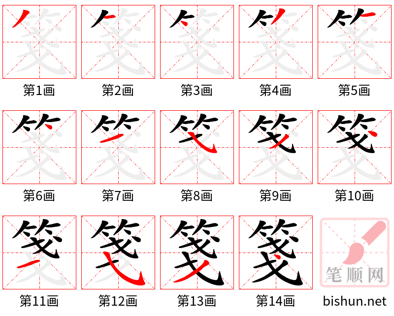 箋 笔顺规范