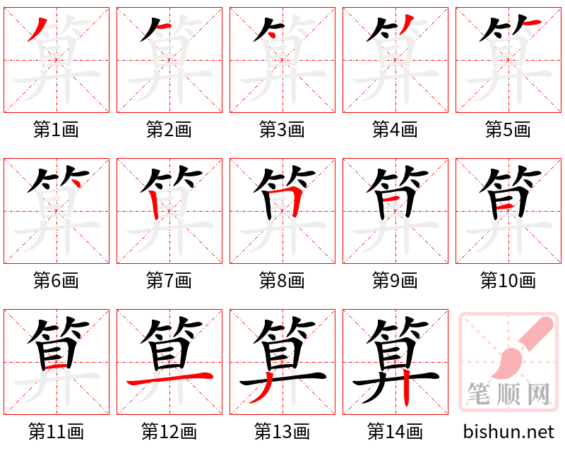 算 笔顺规范