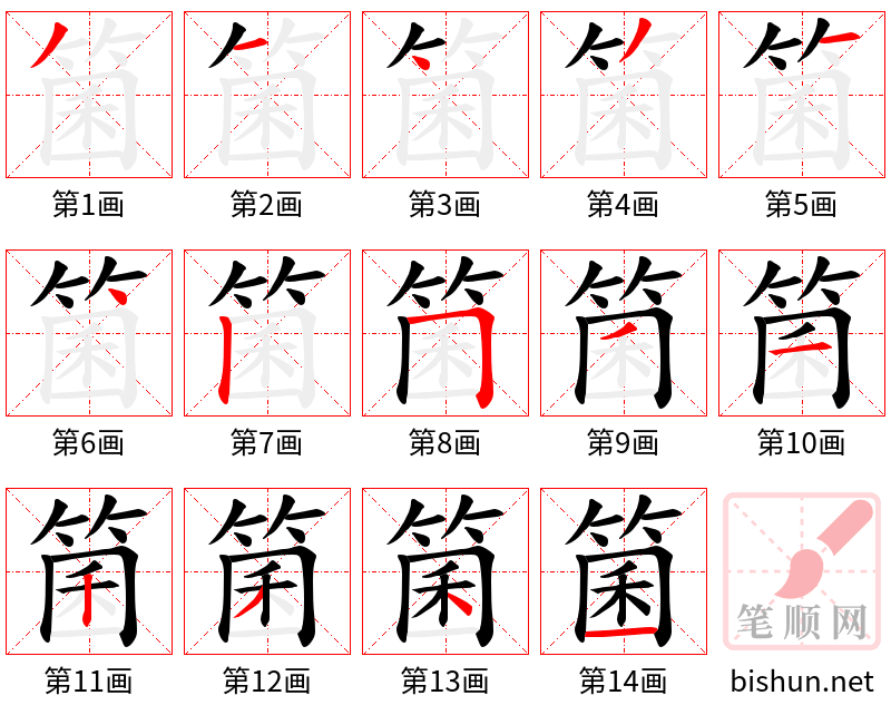 箘 笔顺规范