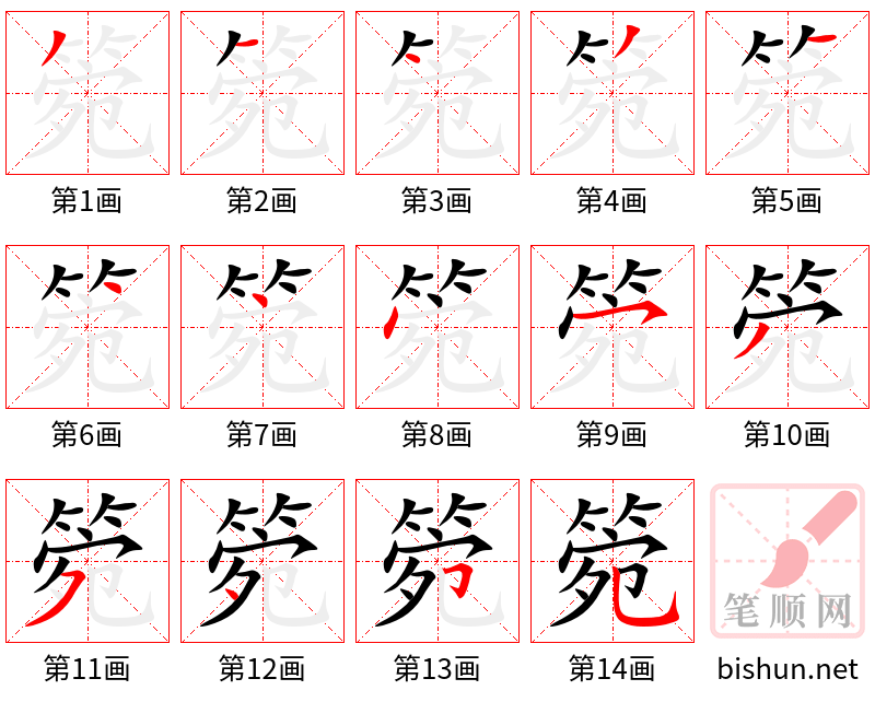 箢 笔顺规范