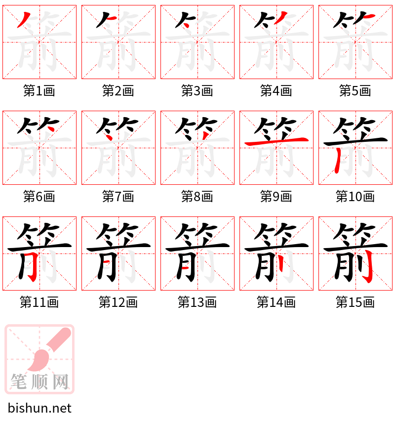 箭 笔顺规范