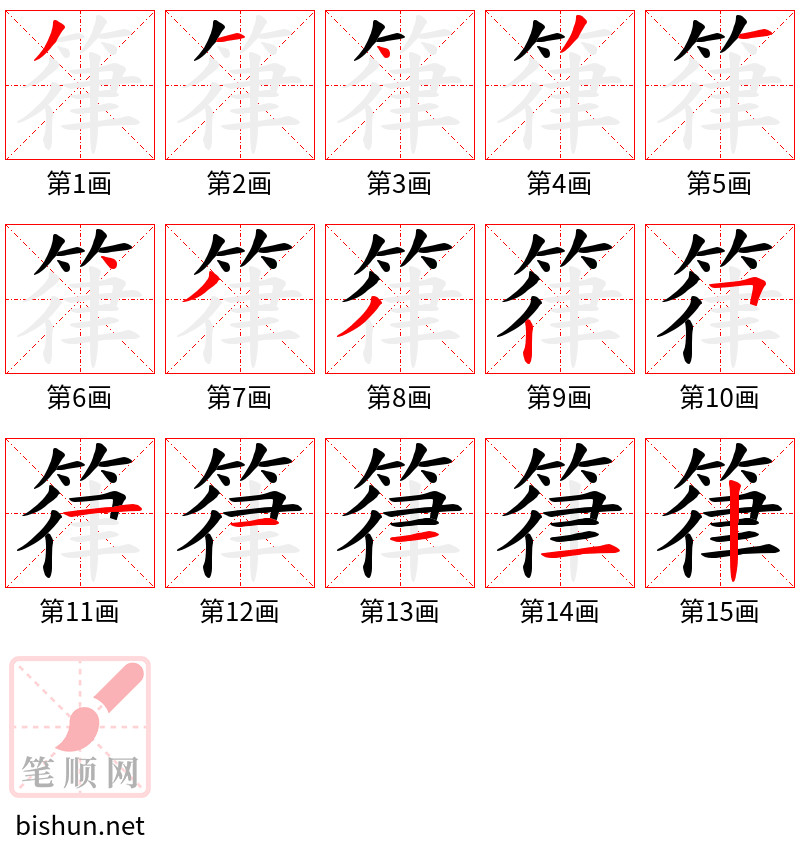 箻 笔顺规范