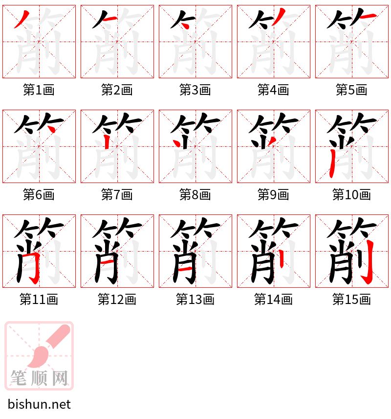 箾 笔顺规范